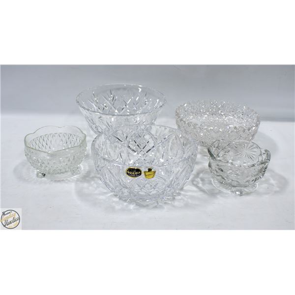 LOT OF VINTAGE CRYSTAL BOWLS VARIOUS PATTERNS