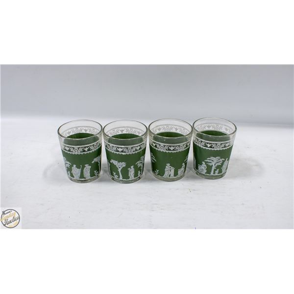 4 VINTAGE JEANETTE HELLENIC GRECIAN LOWBALL SHOT