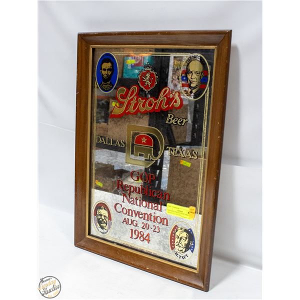 VINTAGE STROH’S BEER MIRROR 15 INCHES X 22 INCHES