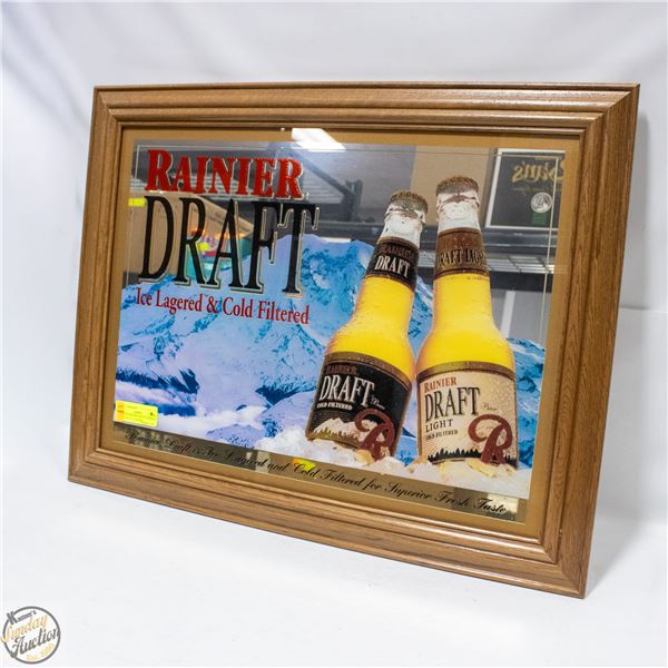 VINTAGE RAINIER DRAFT MIRROR 21 INCHES X 27 INCHES