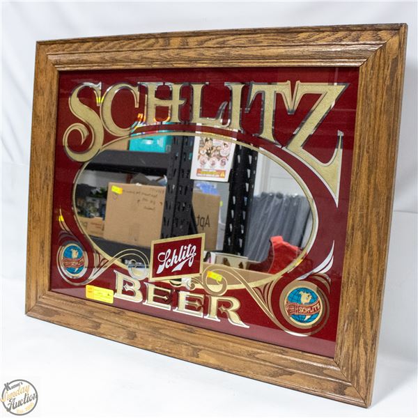 VINTAGE SCHLITZ BEER MIRROR 23 INCHES X 29 INCHES