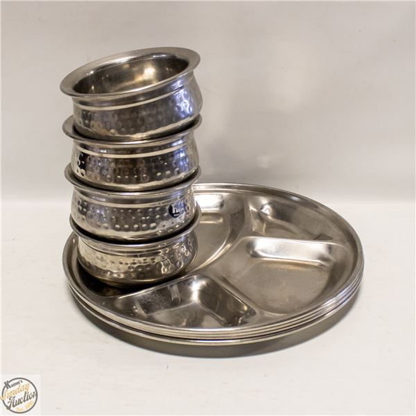 ESTATE HAMMERED STEEL BOWLS (4) +