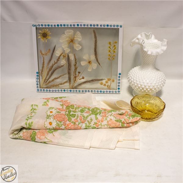 ESTATE MILK GLASS RUFFLED EDGED VASE +