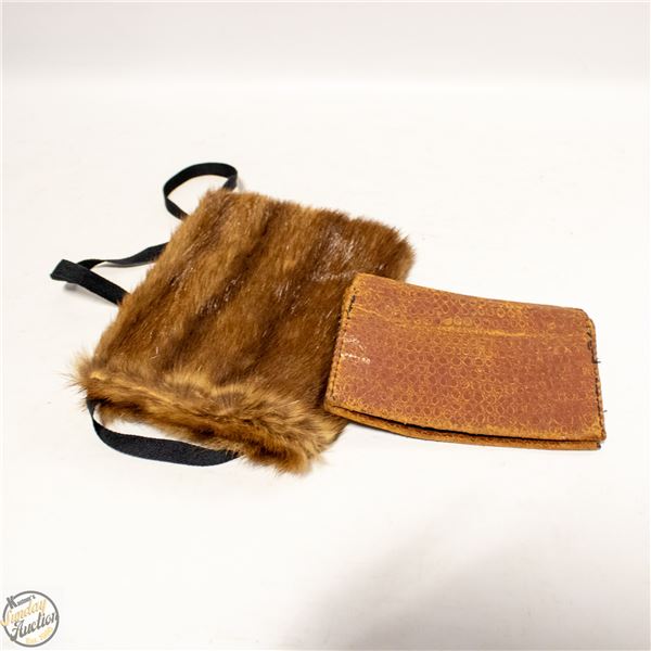 GENUINE FUR HAND WARMER + ANTIQUE