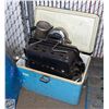 Image 1 : VINTAGE COOLER WITH CAMP SUPPLIES