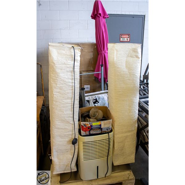 PALLET WITH VARIOUS SHOP TOOLS, HOUSEHOLD KITCHEN