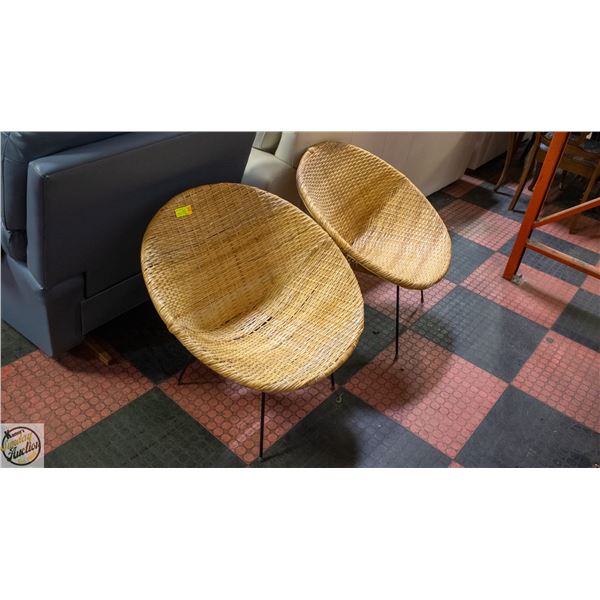 PAIR OF 1950S FRENCH WICKER/WOVEN CANE/
