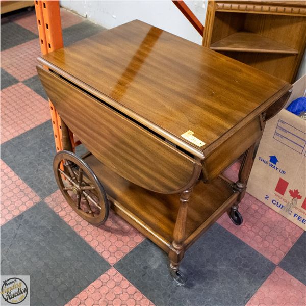 SOLID WOOD ROLLING TEA CADDY H-29" W-29" L-43"
