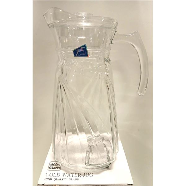 NEW 1800ML/63OZ HIGH QUALITY GLASS WATER JUG