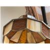 Image 3 : Tiffany Style Hanging Lamp with Stained Glass Shade in Amber and Cream Tones
