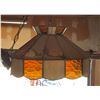 Image 4 : Tiffany Style Hanging Lamp with Stained Glass Shade in Amber and Cream Tones