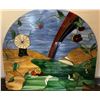 Image 1 : Four Arched Stained Glass Panels, Three Landscape Variations and One Lobster Theme, 35x39 in