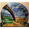 Image 2 : Four Arched Stained Glass Panels, Three Landscape Variations and One Lobster Theme, 35x39 in