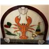 Image 5 : Four Arched Stained Glass Panels, Three Landscape Variations and One Lobster Theme, 35x39 in