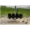 Image 1 : Clear and Purple Glasses With Matching Purple Handled Decanter