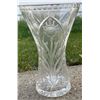 Image 3 : 2 Crystal Vases, Green Glass Jug, Metal Basket, and Plate
