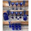 Image 1 : Cobalt Blue Glassware With Assorted Mugs, Goblets, Jars and Decanter