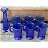 Image 2 : Cobalt Blue Glassware With Assorted Mugs, Goblets, Jars and Decanter