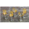 Image 3 : Hand Painted Glass Decanter With Stopper and 5 Matching Cordial Glasses Gold Floral