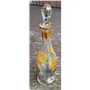 Image 4 : Hand Painted Glass Decanter With Stopper and 5 Matching Cordial Glasses Gold Floral