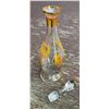 Image 5 : Hand Painted Glass Decanter With Stopper and 5 Matching Cordial Glasses Gold Floral