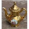 Image 5 : Gold Gilt Japanese Porcelain Tea Set: Teapot, Sugar Bowl, Creamer, Courting Scene