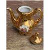 Image 6 : Gold Gilt Japanese Porcelain Tea Set: Teapot, Sugar Bowl, Creamer, Courting Scene