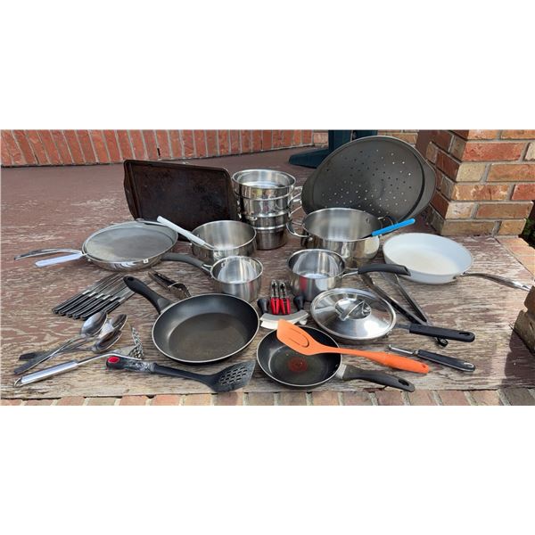 Stainless Steel Cookware, Frying Pans, Utensils, Knives, and Bakeware