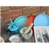 Image 7 : Kitchenware Lot with Dishes, Glassware, Utensils, Trays, and Mortar & Pestle