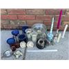 Image 1 : Candle Holders and Candles Lot, Various Glass, Metal, and Ceramic Pieces