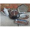 Image 1 : Silver-Coloured Serving Trays and Aluminum Coffee Pot