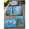 Image 1 : 4 Unframed Oil Paintings, Large Signed Laura Allen, Smaller Signed, Some Damage