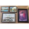 Image 1 : Four Framed Artworks, Three Signed Paintings, One Large Unsigned Possibly a Print