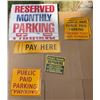 Image 1 : 12 Parking Signs Mix of Foam Core and Metal, Largest 46x32 in, Pay Here Metal Sign