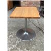 Image 2 : Eight Square Wood Restaurant Tables with Metal Bases Plus Six Extra Metal Stands