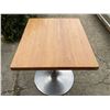 Image 5 : Eight Square Wood Restaurant Tables with Metal Bases Plus Six Extra Metal Stands