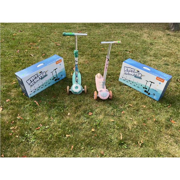 Besrey Well Used Kids Scooters Missing One Grip Guard Each with Original Boxes