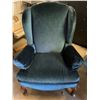 Image 1 : Living Room Chairs: Blue Velvet Armchair and White Upholstered Armchair