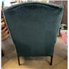 Image 3 : Living Room Chairs: Blue Velvet Armchair and White Upholstered Armchair