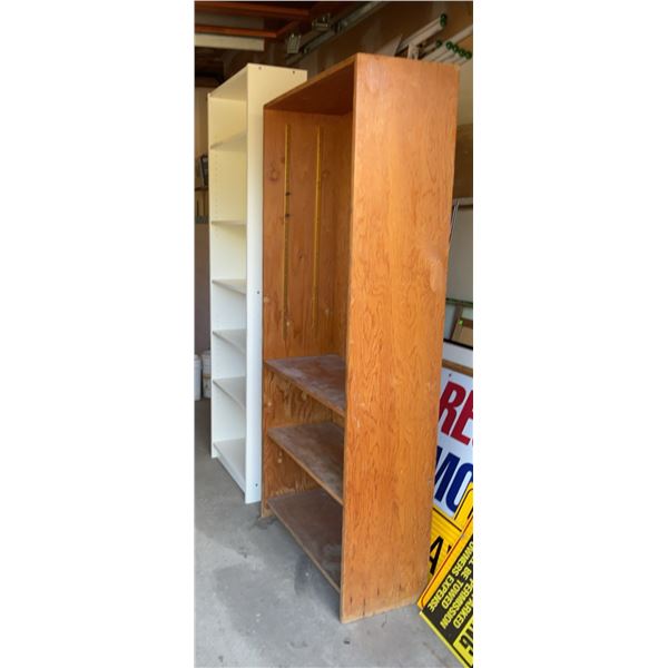 Three Shelves: Two Plywood, One Pressed Board, Various Sizes and Materials