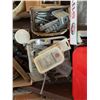 Image 12 : Hand Tools, Heavy Duty Extension Cords, Bench Grinder, Two Metal Boxes, Four-Tier Shelf