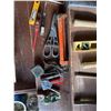 Image 19 : Hand Tools, Heavy Duty Extension Cords, Bench Grinder, Two Metal Boxes, Four-Tier Shelf