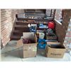 Image 1 : Hand Tools, Heavy Duty Extension Cords, Bench Grinder, Two Metal Boxes, Four-Tier Shelf