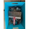 Image 9 : Hand Tools, Heavy Duty Extension Cords, Bench Grinder, Two Metal Boxes, Four-Tier Shelf