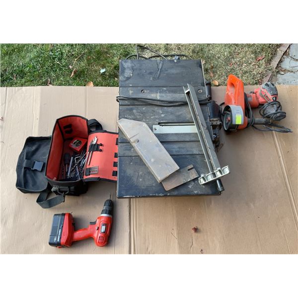 Black & Decker Power Tool Lot: Table Saw, Cordless Drill, Grinder, Sander, Circular Saw