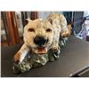 Image 3 : Vintage Mexican Chalkware Snow Leopard Statue - Large 24" Hand-Painted Prowling Cat, Marked Mexico