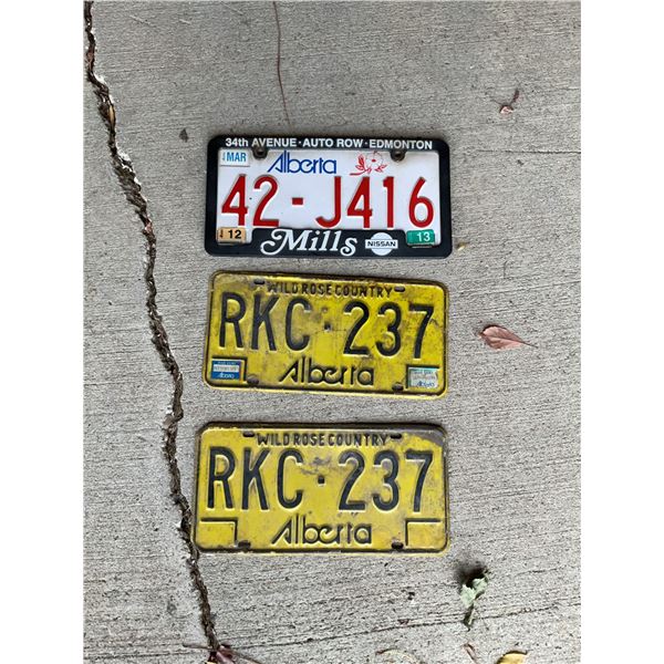 Three Alberta License Plates Including 42-J416 and Two RKC-237 Plates