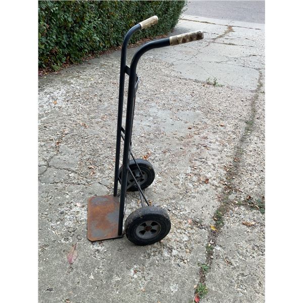 Metal Hand Truck with Dual Pneumatic Wheels and Textured Grip Handles