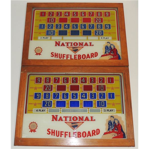 9 National Shuffleboard Bowling Glass Sign Pair