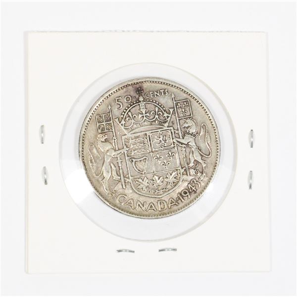 #36  WW2 1943 Canada Fifty Cents Silver Coin